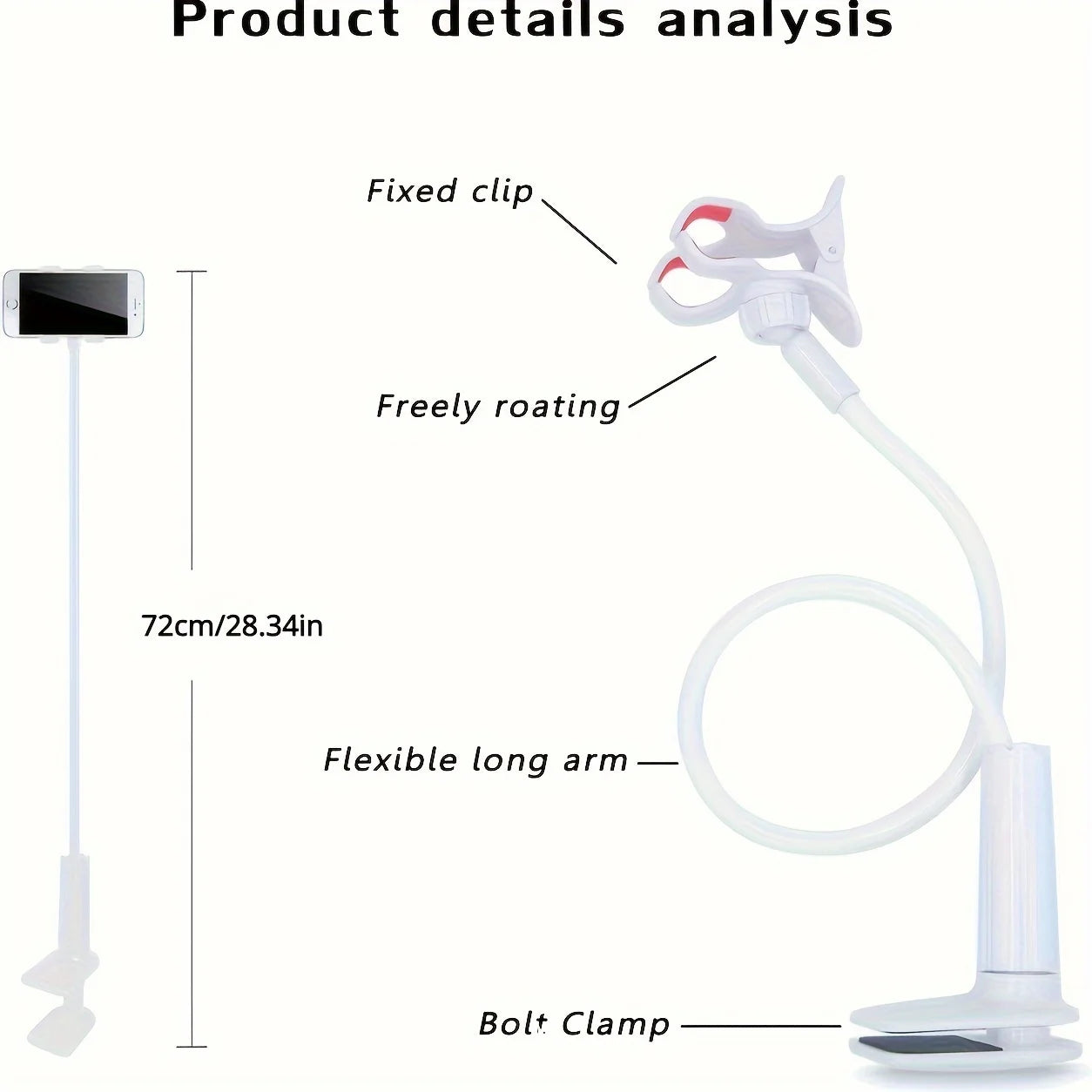 Flexible Gooseneck Bedside & Desktop Phone Holder Clamp