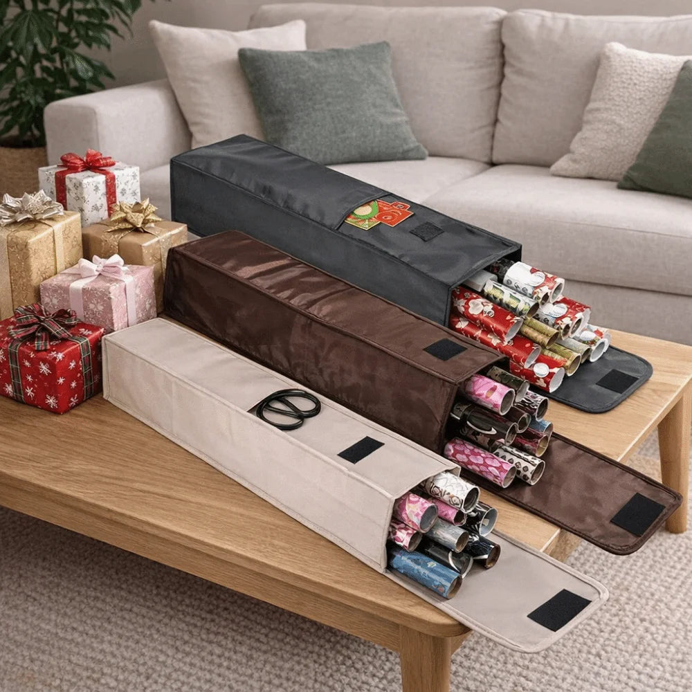 Oxford Cloth Wrapping Paper Organizer with Side Pocket