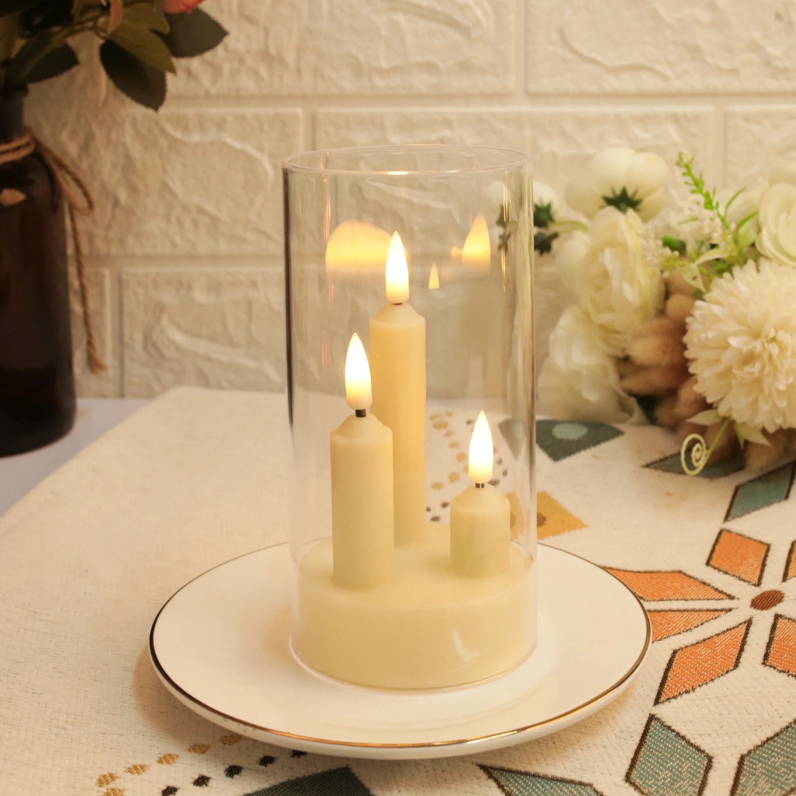 Cyra Cylinder Flameless LED Taper Candle Trio