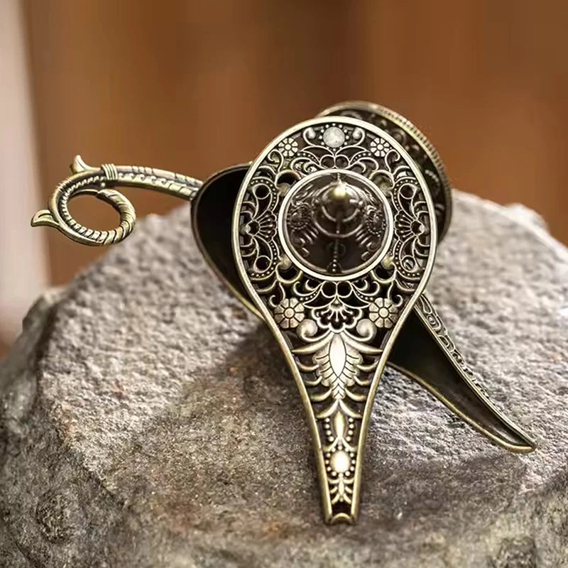 top view of alloy incense burner lamp showing detailed patterned lid and base
