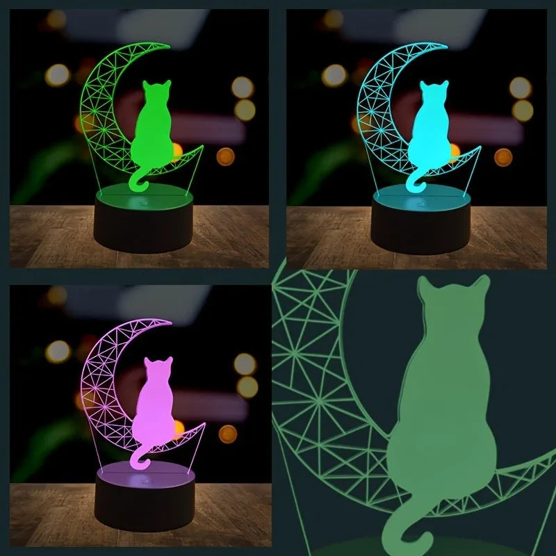 Luna Cat 3D LED Night Light – Touch Control Table Lamp
