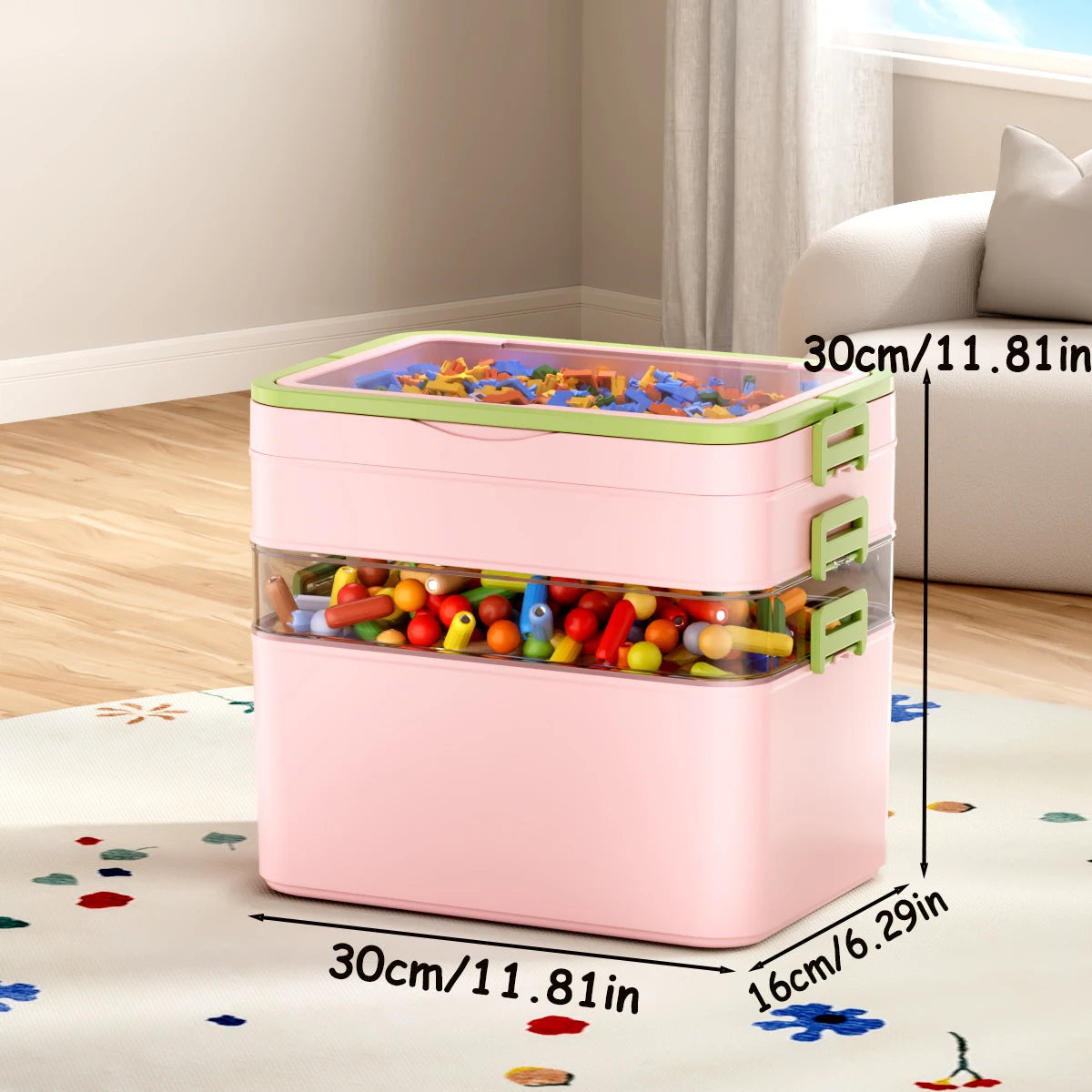 Stackable Multi-Layer Storage Box with Handle for Toys & Home Organization