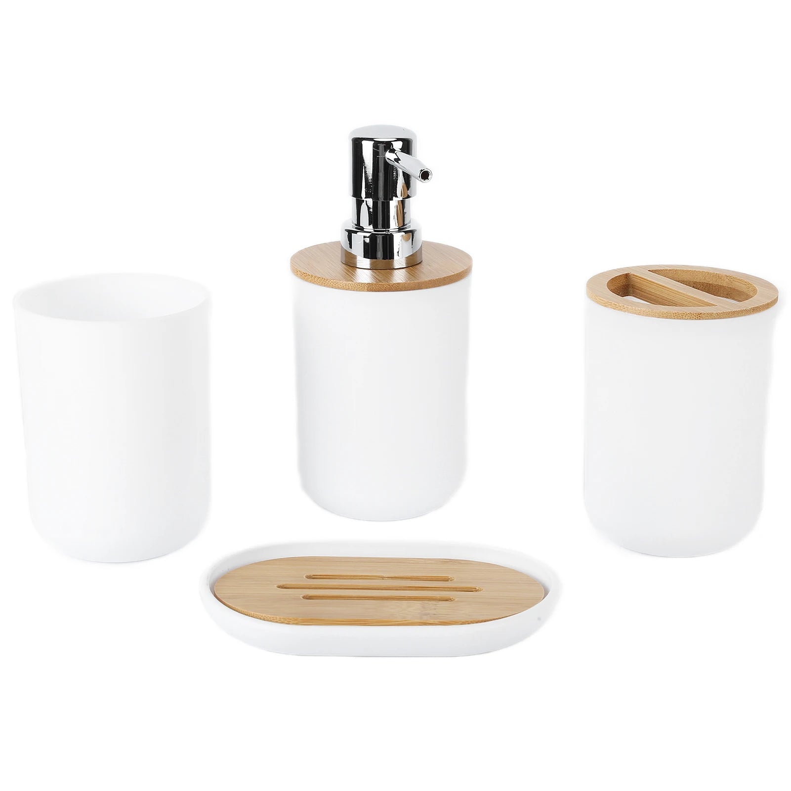 Bamboo & Plastic 4-Piece Bathroom Countertop Set
