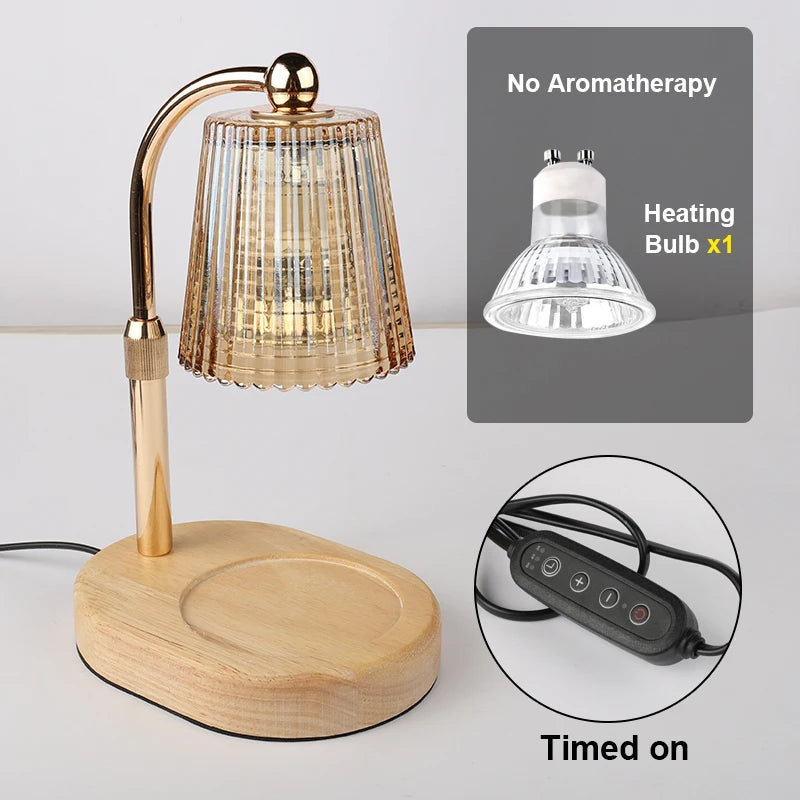 Amber Glass Candle Warmer Lamp with Timer for Bedroom or Living Room