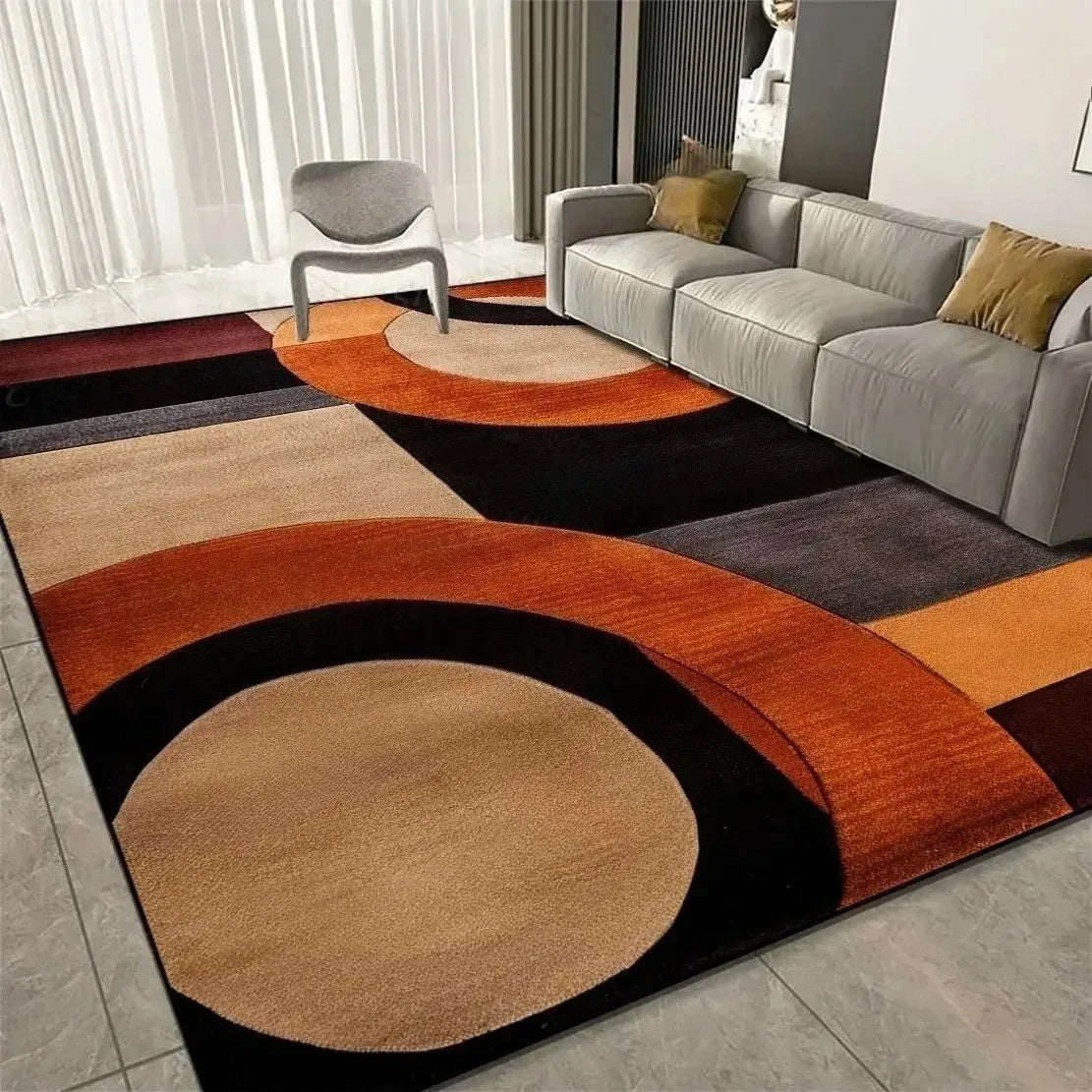 Sable Curve Geometric Area Rug – Modern Non-Slip Living Room Carpet