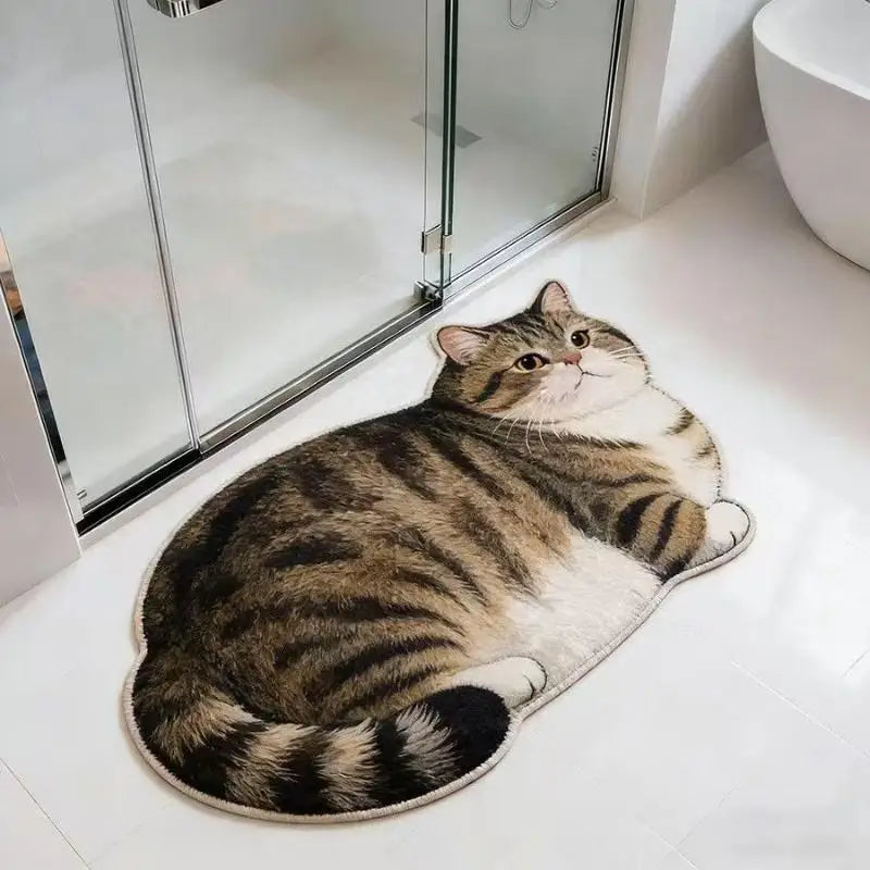 Whisker Cat Silhouette Bath Mat – Diatomite Quick-Dry Floor Mat
