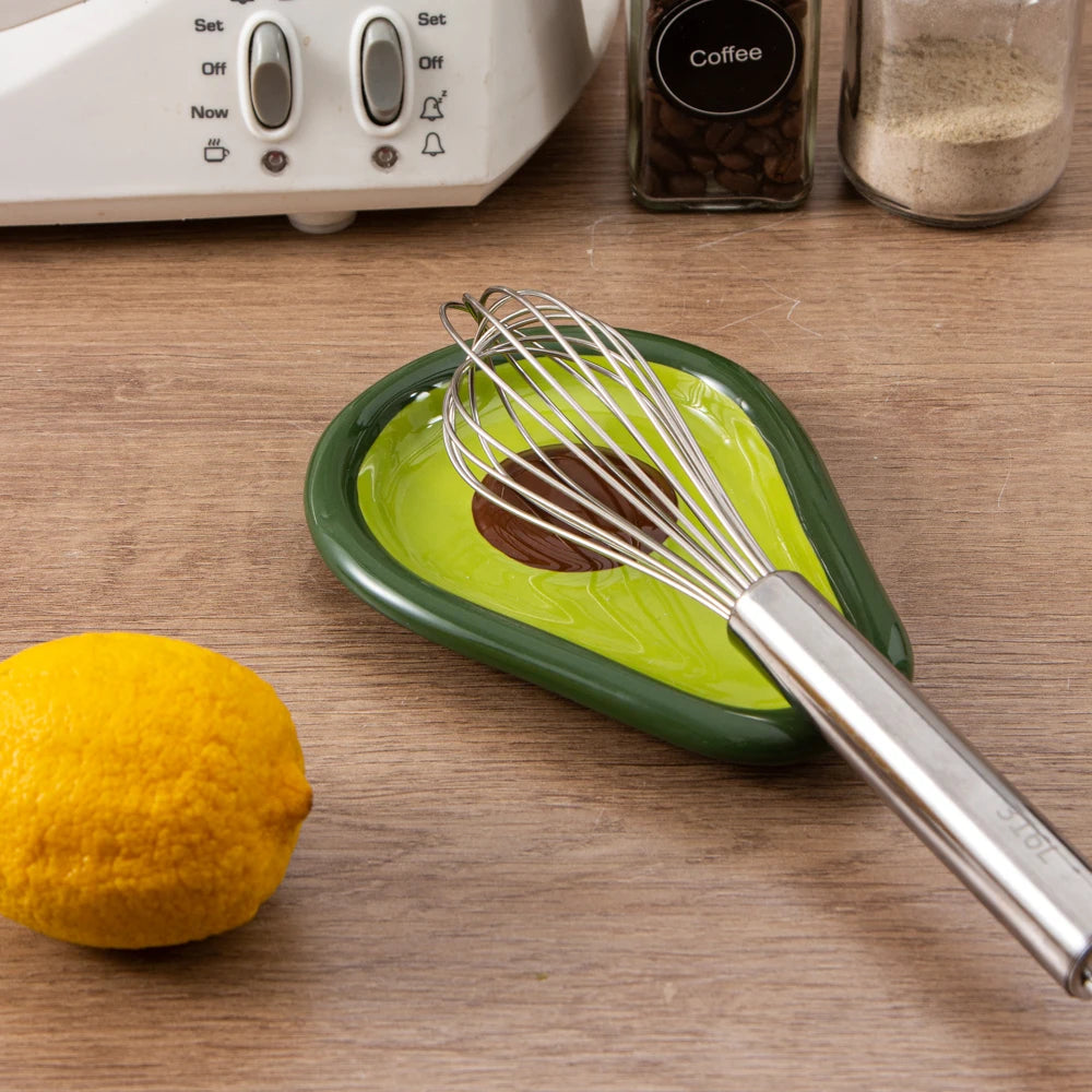 Avocado Ceramic Spoon Rest for Kitchen Countertops