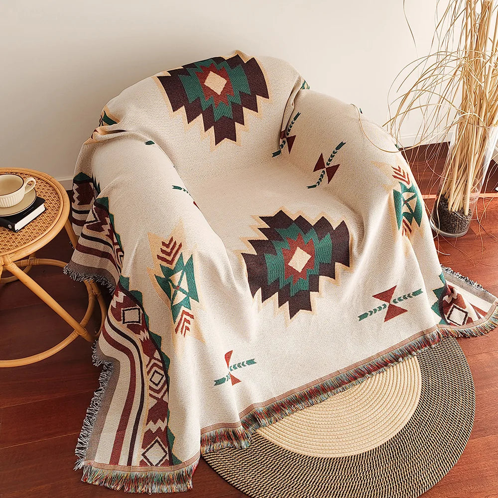Solano Woven Aztec Fringe Throw Blanket