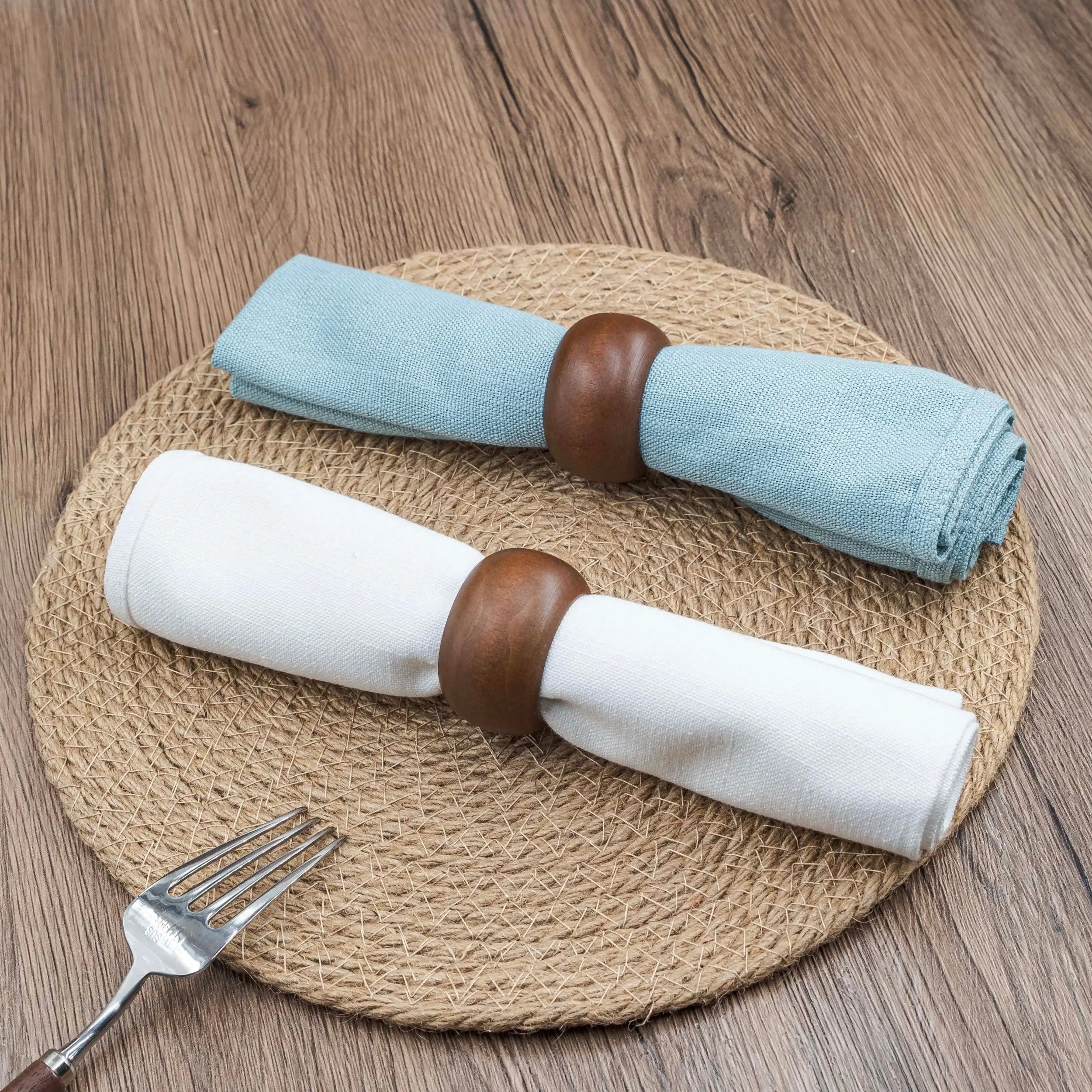 Set of 12 Acacia Wood Napkin Rings for Everyday and Festive Dining Tables