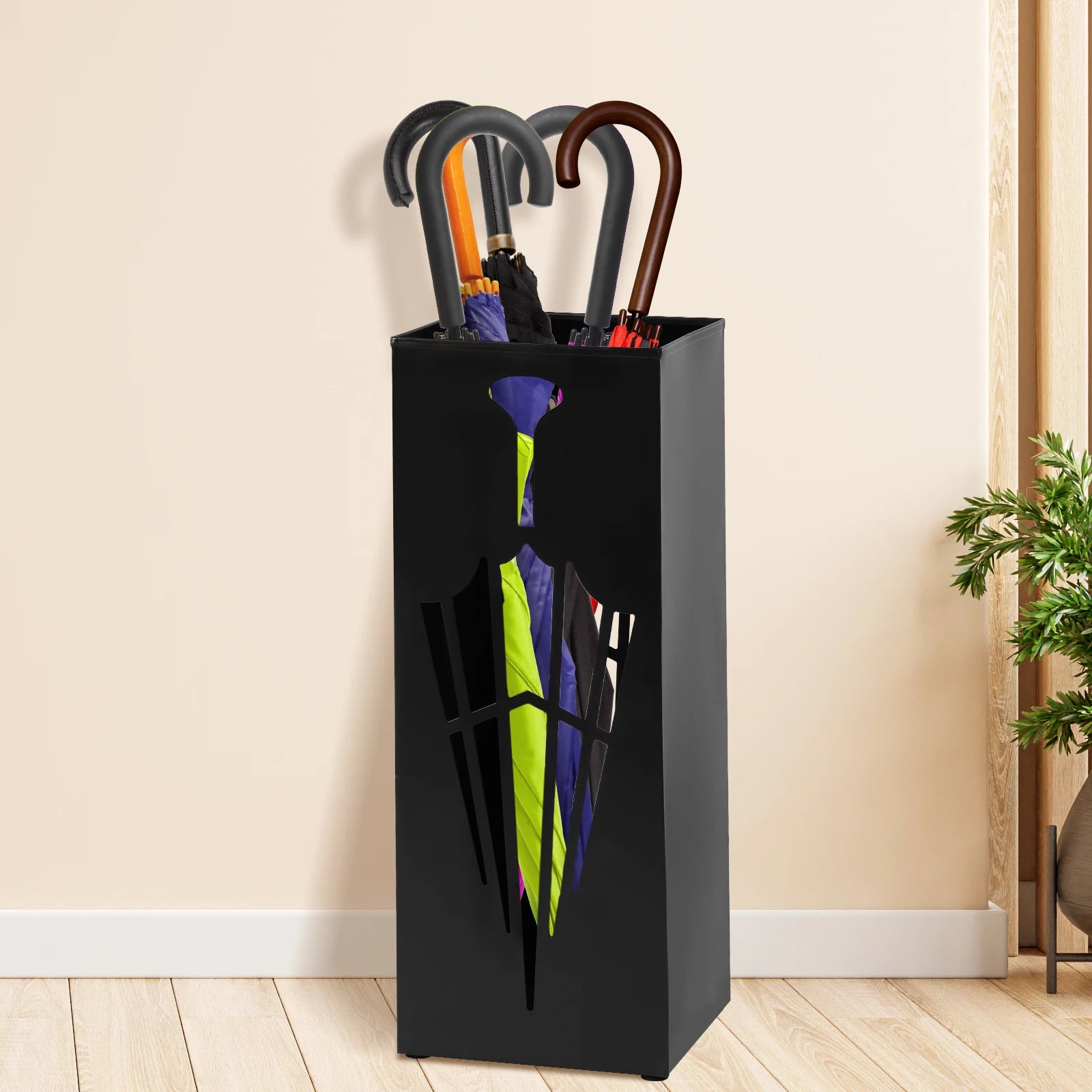 Rectangular Metal Umbrella Stand for Entryway