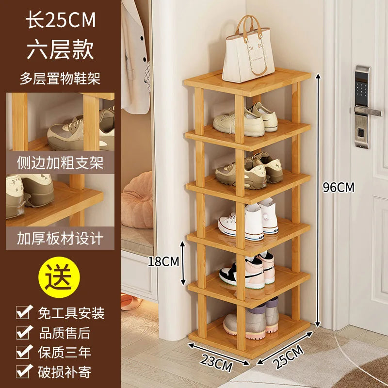 Slim Bamboo Shoe Rack for Entryway, Closet, or Small Space Organization
