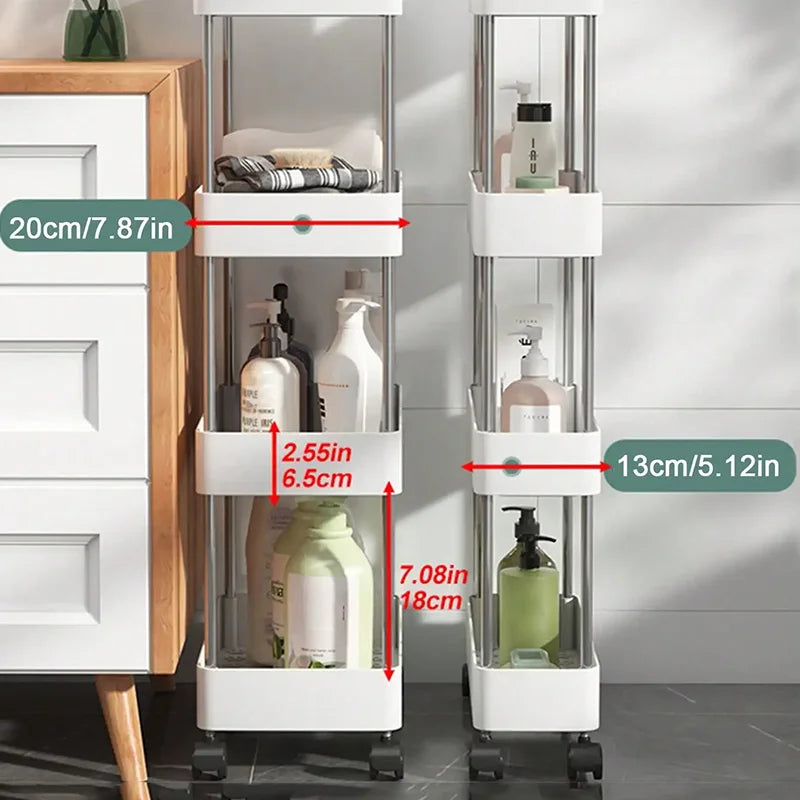 Slim Rolling Storage Cart for Kitchen, Bathroom, or Laundry