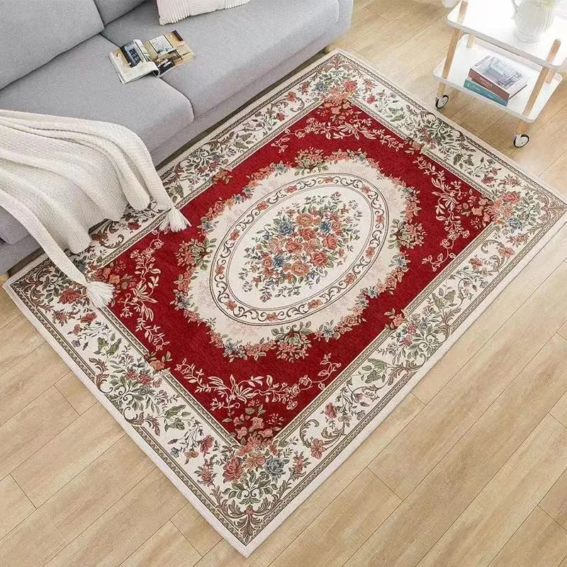Linden Floral Non-Slip Area Rug – Traditional Rectangular Carpet