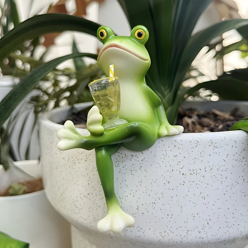 Chalet Frog Resin Planter Decor Figurines