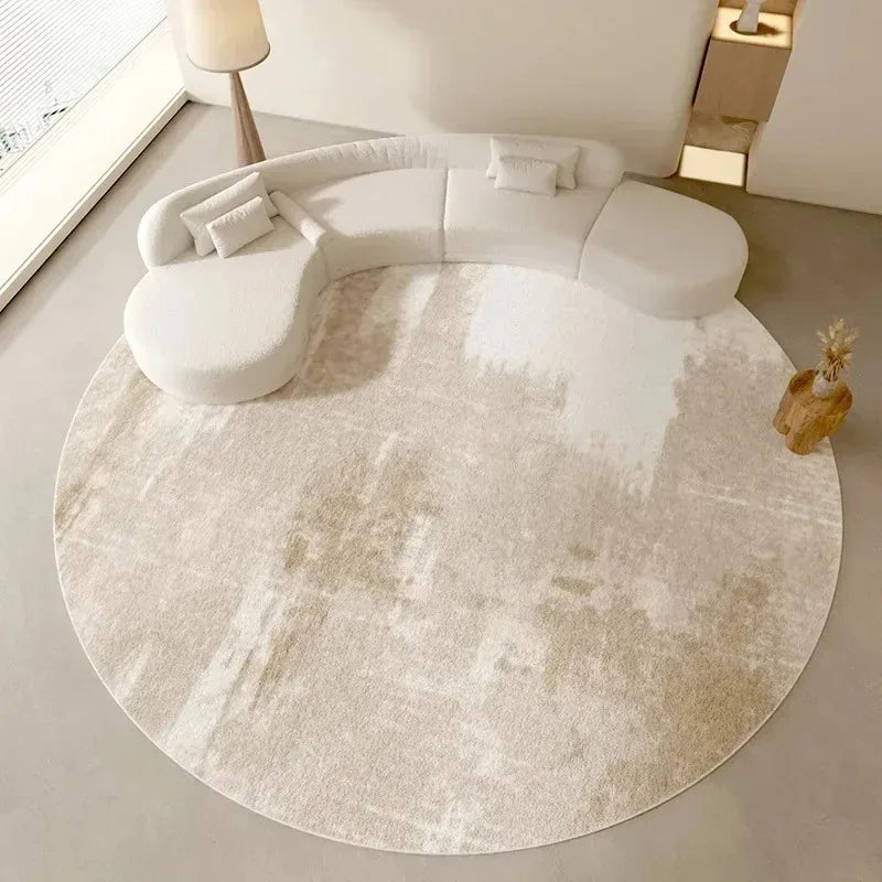 Briar Round Abstract Neutral Flannel Rug for Living Room, Bedroom & Entryway (40cm–120cm)