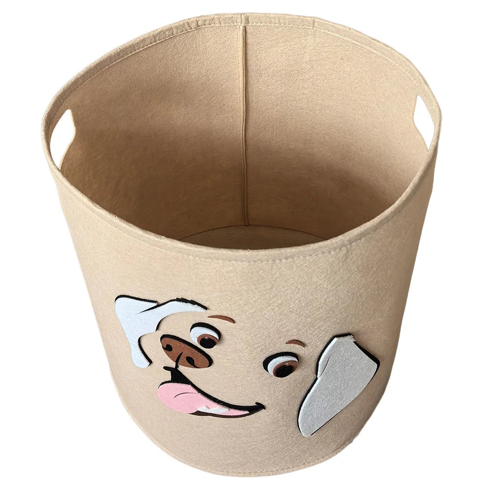 Open animal storage basket showing handles and inner space