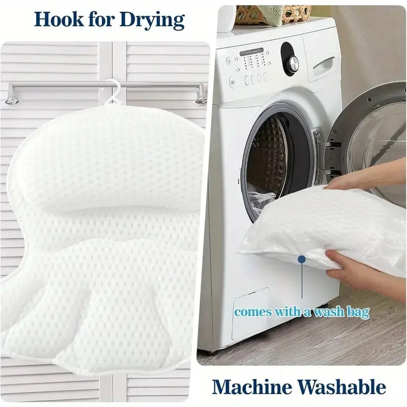 Air Mesh Bath Pillow with Suction Cups for Neck and Back Support in Tubs & Spa Baths