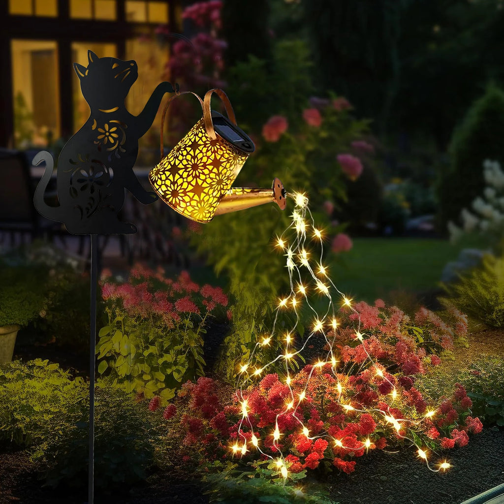 Whimsical Metal Solar Animal Silhouette Watering Can Lantern for Garden & Lawn Decor