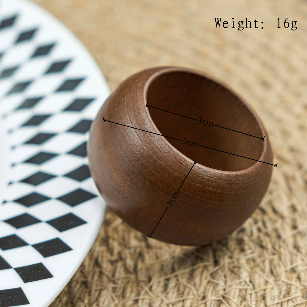 Set of 12 Acacia Wood Napkin Rings for Everyday and Festive Dining Tables