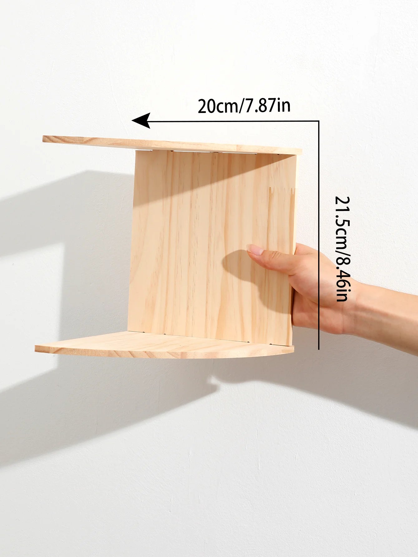 Burlywood 2-Tier Wooden Corner Shelf for Living Room, Bathroom, or Kitchen Wall Organization