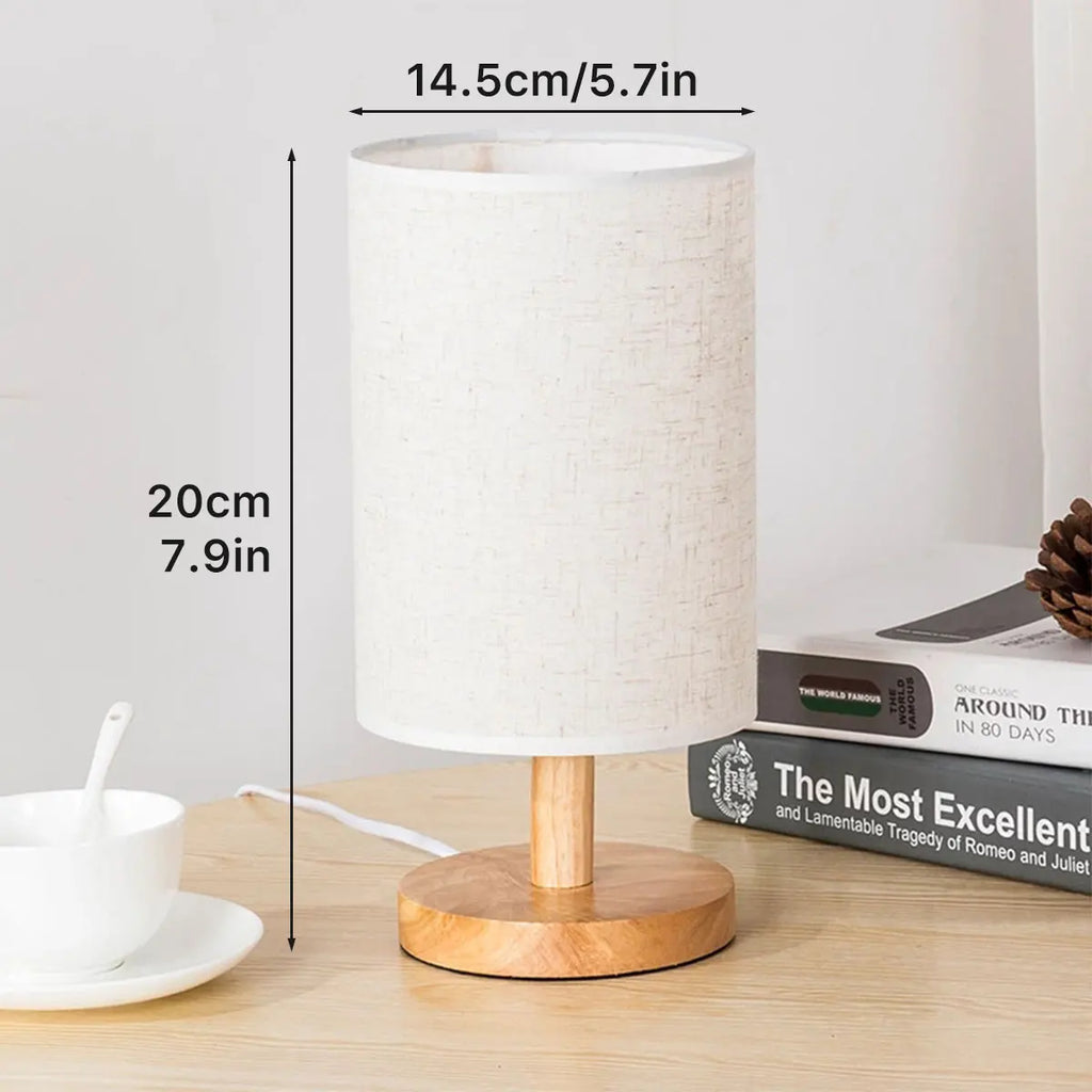 Harbor Cylinder USB Bedside Lamp with Linen Shade