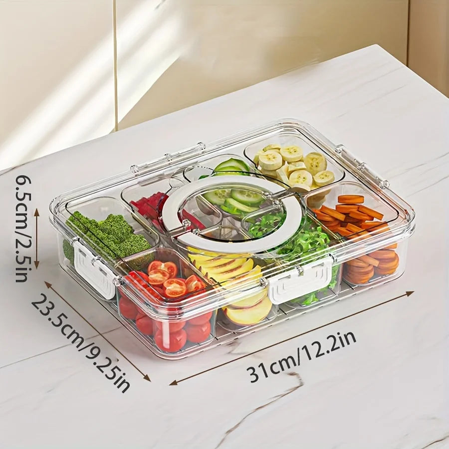 Divided Serving Tray with Lid for Snacks, Fruit, or Fridge Organization
