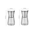 Adjustable Salt and Pepper Grinder Set with Glass and Stainless Steel