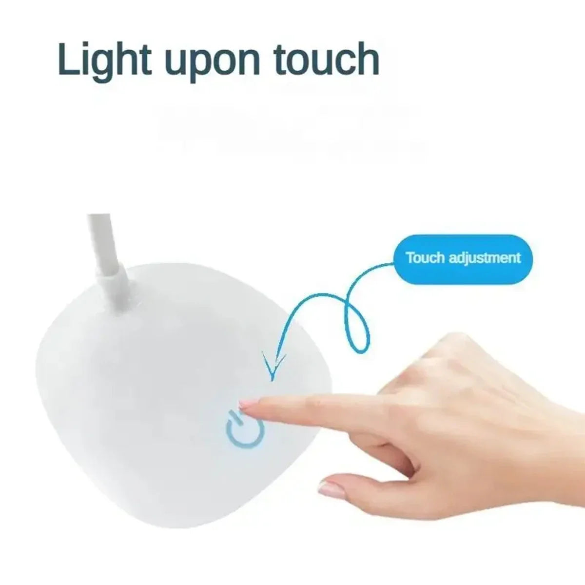 touch dimming switch on white LED desk lamp base