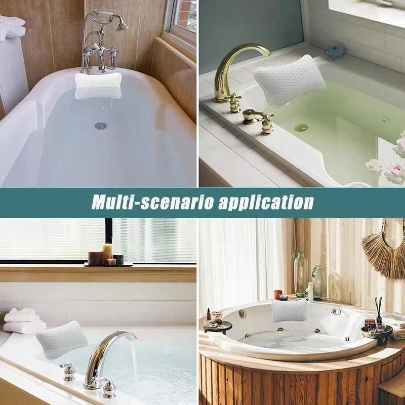 Machine Washable Suction Cup Bathtub Pillow for Head and Neck Support