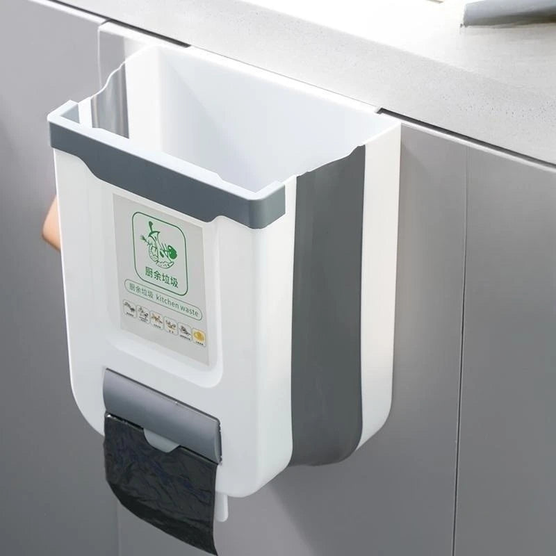Folding Wall-Mounted Kitchen Trash Bin for Cabinet Doors