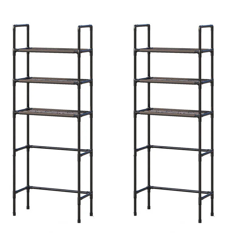 Black Over-Toilet Freestanding Storage Rack with Adjustable Shelves for Bathroom Organization