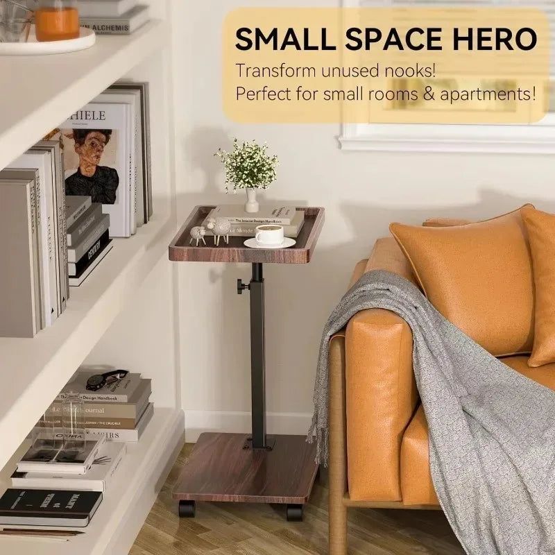 Eden Modern Rolling Side Table with Storage Shelf