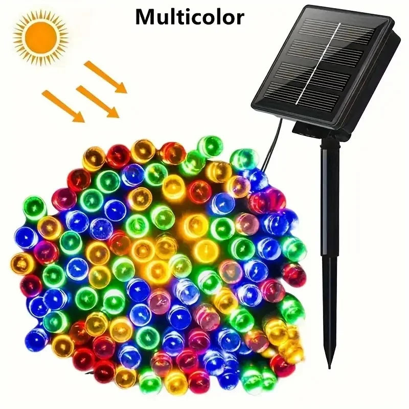 Solar LED String Lights for Garden & Patio, Multiple Colors