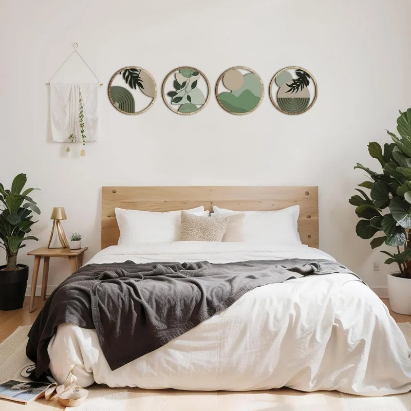 Juniper Geometric Wooden Wall Art – Set of 4 Boho Circles