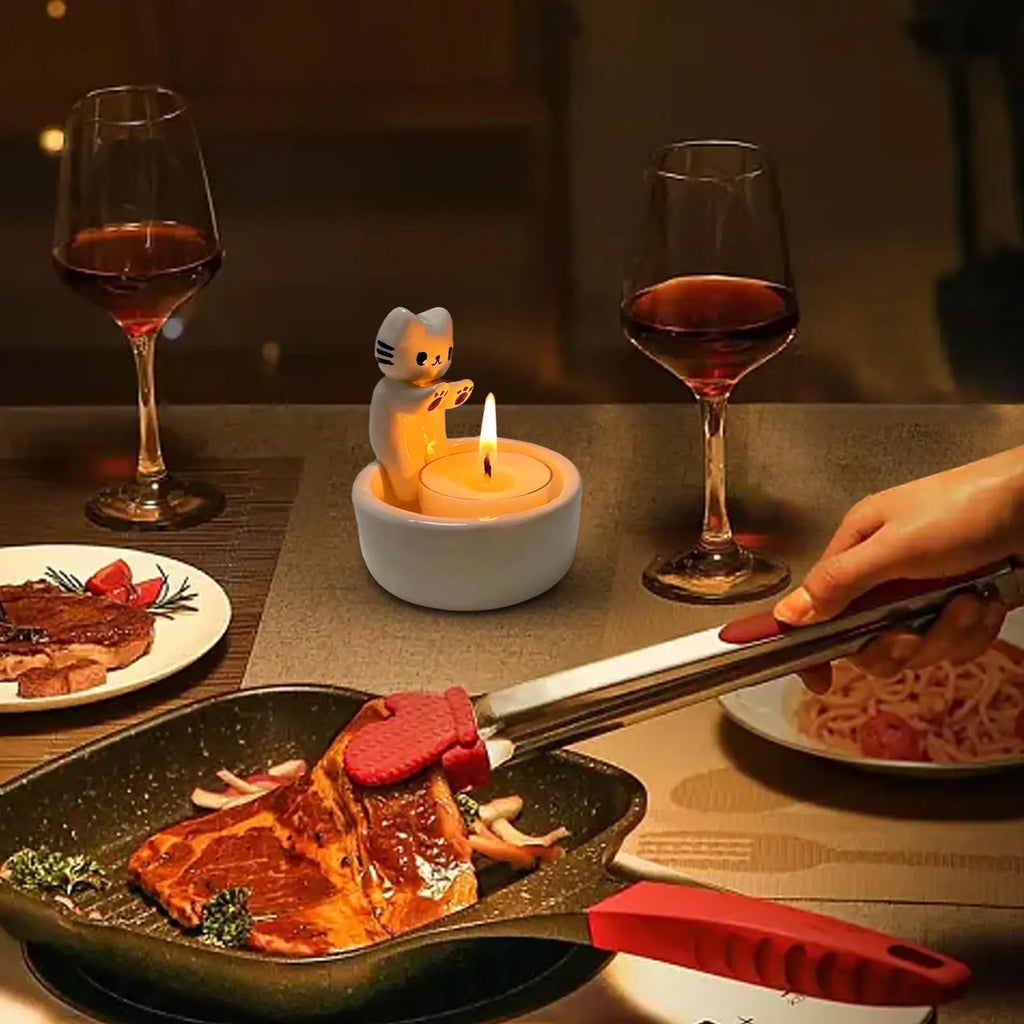 Neko Cat Tealight Candle Holder for Cozy Living Room or Bedroom