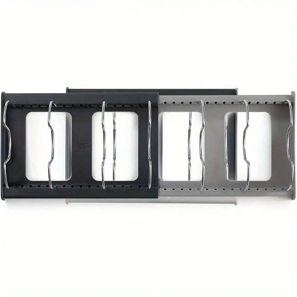 Expandable Pan & Lid Organizer Rack with 7 Dividers for Kitchen Cabinets and Drawers