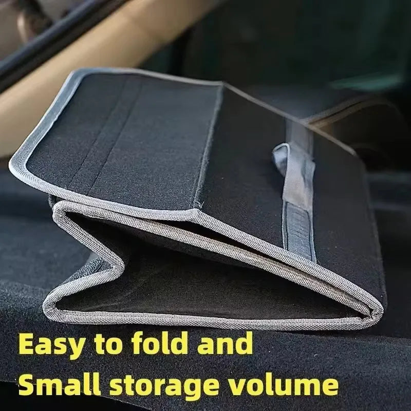 Felt car trunk storage bag folded flat for compact storage