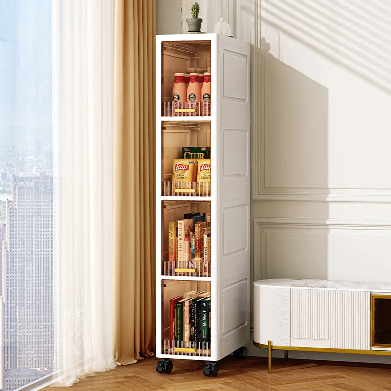 Slim Rolling Storage Cabinet – 3/4/5-Tier Narrow Organizer for Kitchen, Bathroom, or Living Room