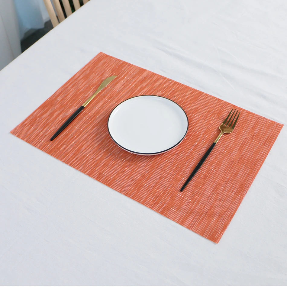 Bamboo-Pattern PVC Placemats – Washable Table Mats for Dining