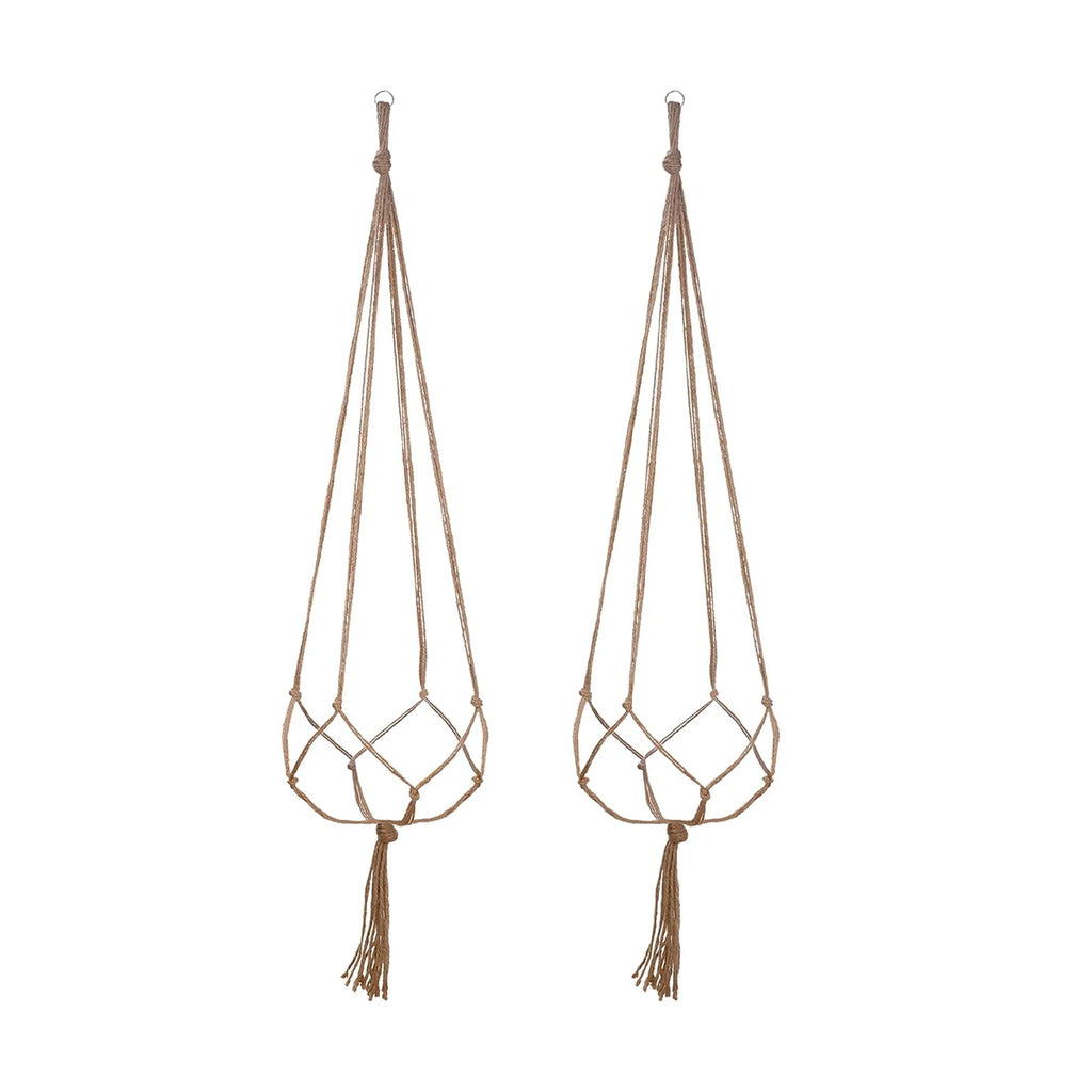 Hand-Knotted Jute Hanging Planter Basket for Indoor & Outdoor Spaces