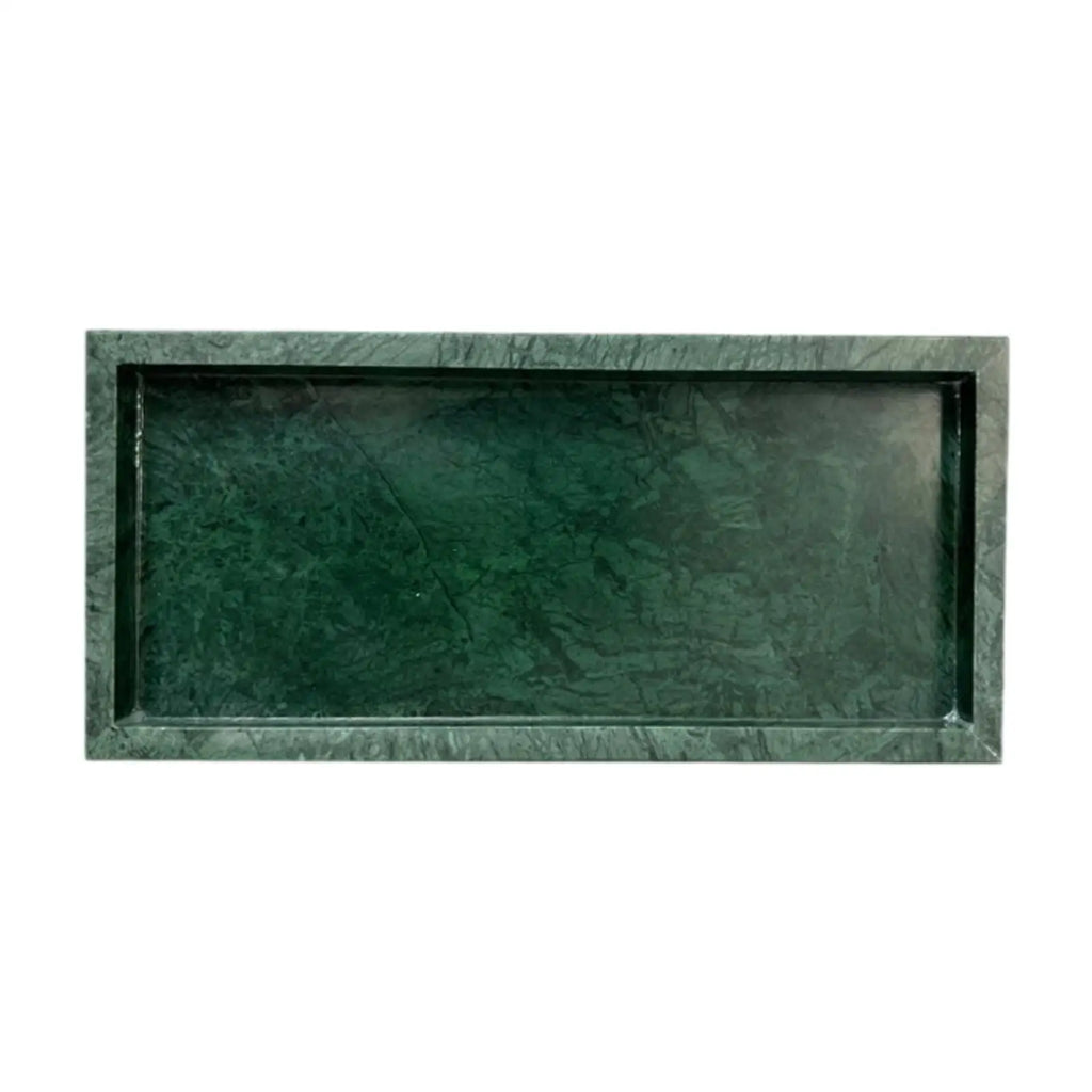 Rectangular Marble Vanity Tray for Bathroom, Bedroom, or Kitchen – 30x13cm Stone Organizer in Green, Black, or White