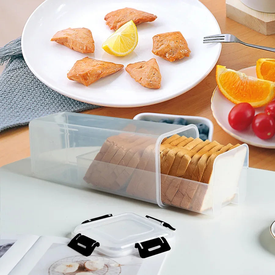 Clear Airtight Bread Box with Lid – Tall Bread Loaf Container