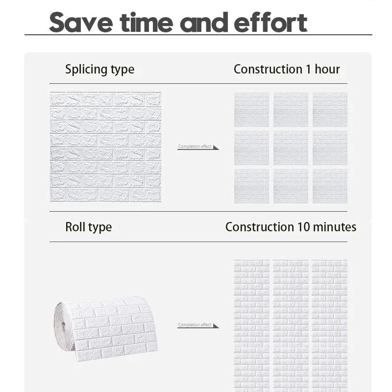 3D Foam Brick Wall Panels – Self-Adhesive Wallpaper for Living Room & Bedroom