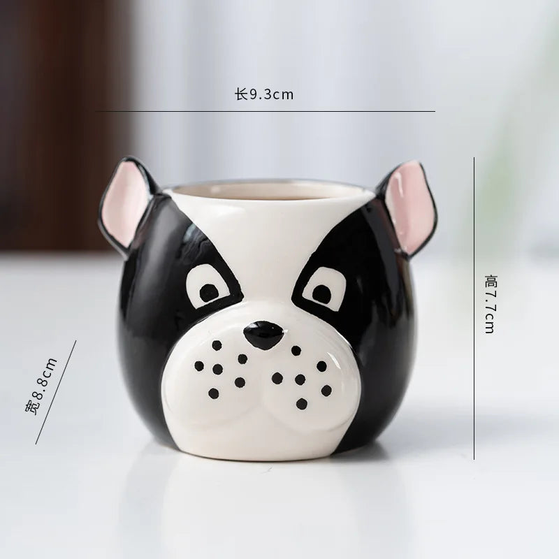 Marlow Dog Face Porcelain Mini Planter – Desktop Animal Pot