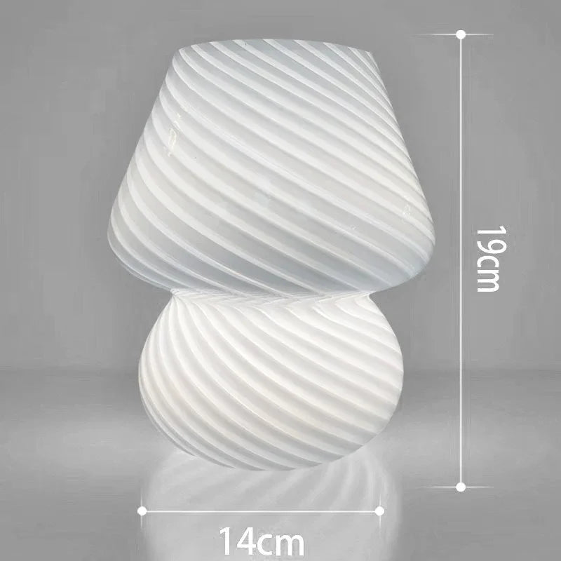 Marlow Glass Mushroom Table Lamp – Dimmable LED Bedside & Desk Light