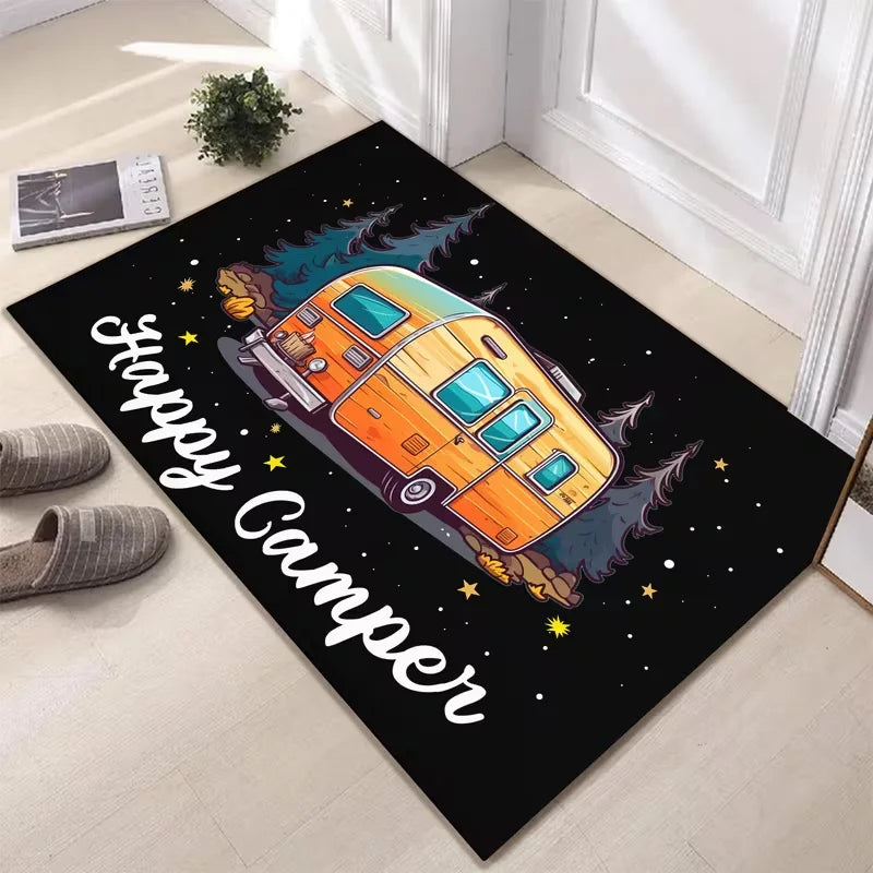 Camp-Inspired RV Door Mat with Non-Slip Backing for Entryway, Camper, and Mudroom