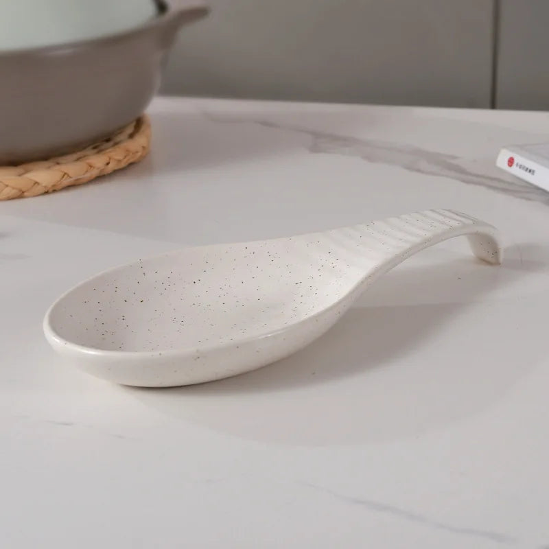 Speckled Ceramic Spoon Rest for Kitchen Counter