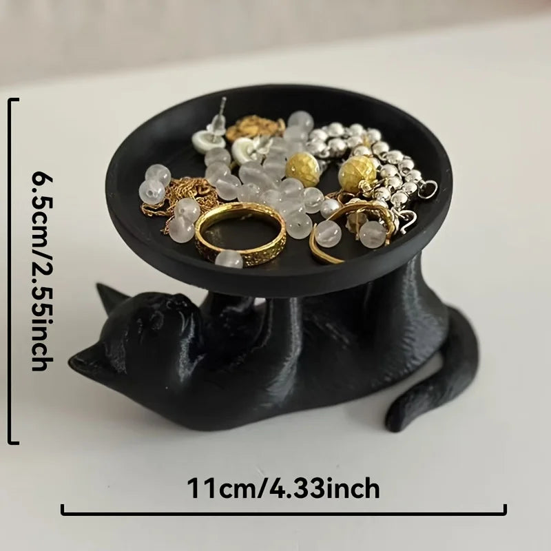 Stretching Cat Jewelry Tray – Decorative Catchall for Bedroom or Entryway