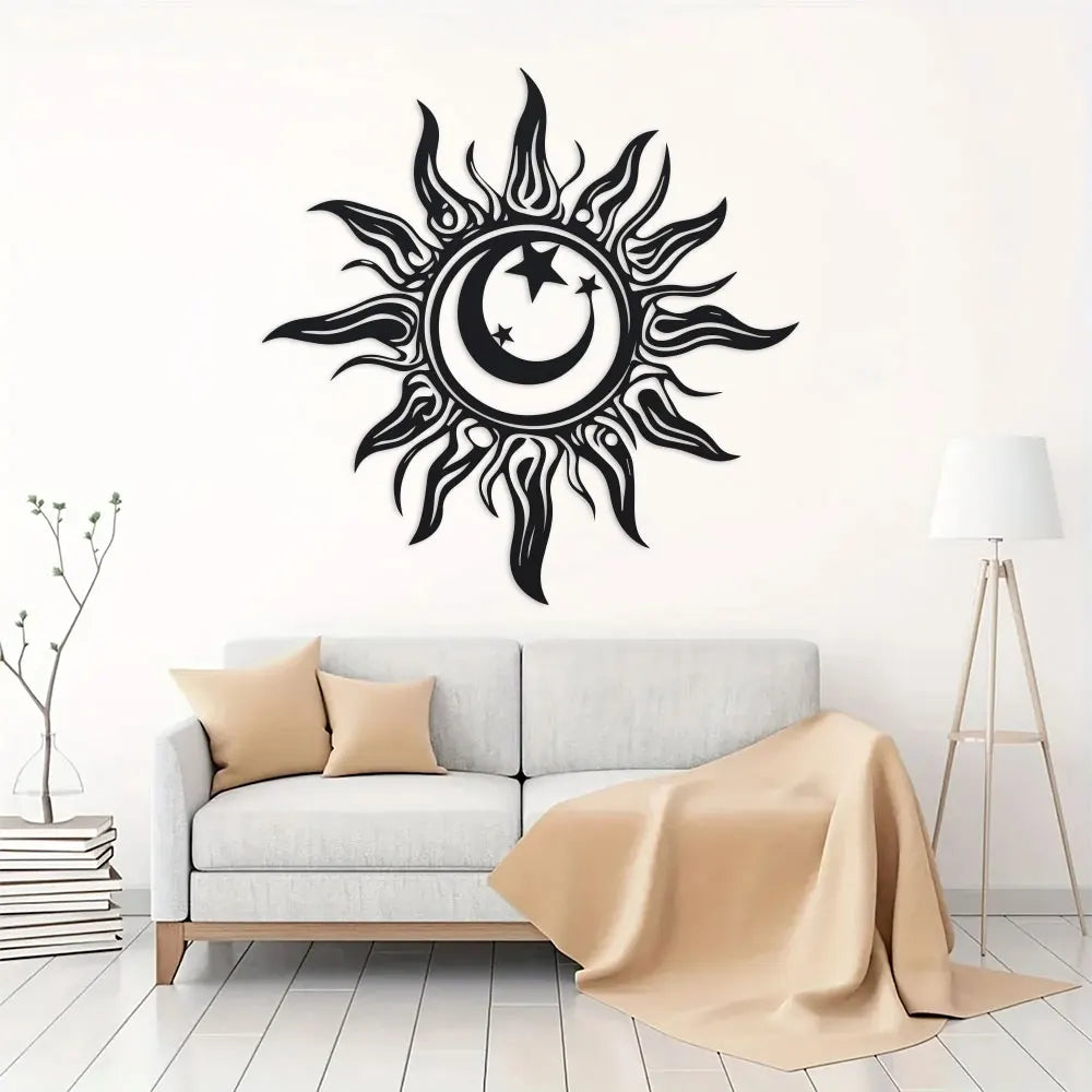 Solstice Iron Sun Wall Art Sculpture, 12-Inch Metal Mural