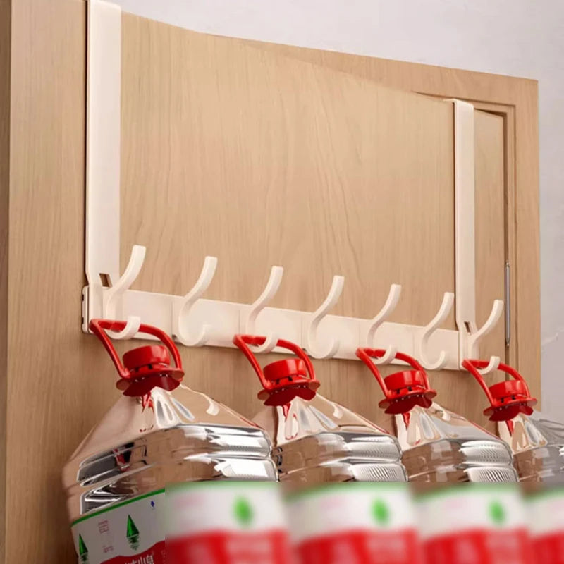 Over-the-Door Aluminum Organizer Rack with Cream Double Hooks